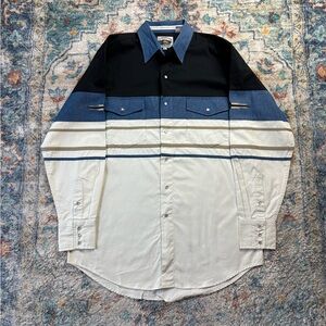 Vintage Cumberland Outfitter Striped Pearl Snap Shirt Large